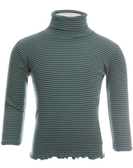 name it 墨绿卷领环纹长袖衫VYMA - Langarmshirt VYMA mit Rollkragen geringelt in dunkelgrün