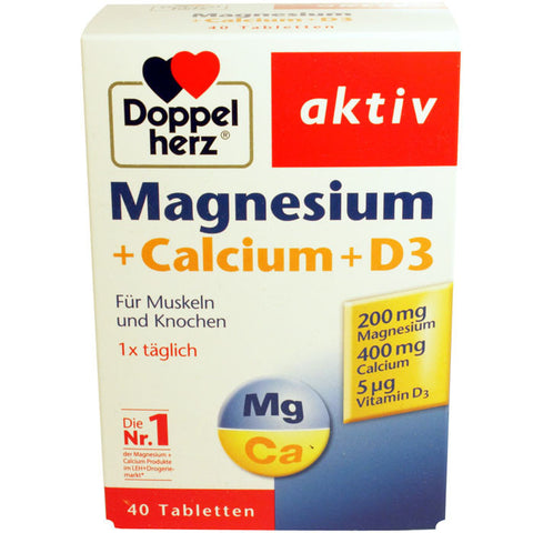 双心镁+钙+D3 40片- Doppelherz aktiv Magnesium + Calcium + D3 40 Kapseln