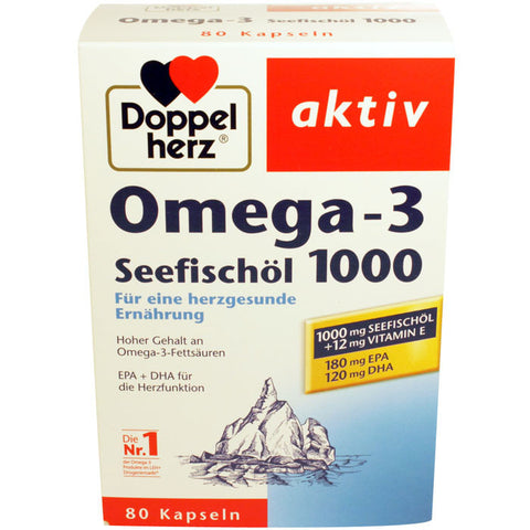 双心深海鱼油Omega-3胶囊1000毫克80粒 - Doppelherz Aktiv Seefischöl Omega-3 1000mg 80 Kapseln