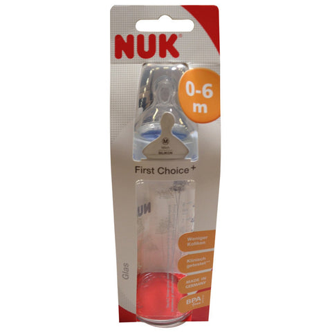 NUK 第一选择进阶版宽口玻璃奶瓶配硅胶奶嘴 240ml - NUK - First Choice Plus Glasflasche 240 ml verschiedene Farben