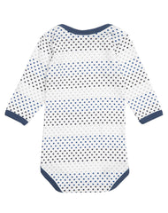 Petit Bateau满天星图案长袖紧身连衣裤白色加蓝色 - Body mit Langarm und Sternen in blau/weiß